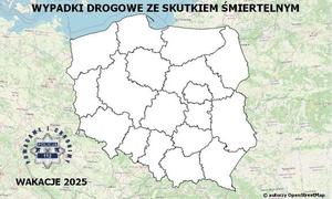 Policyjna Mapa Wypadków Drogowych ze Skutkiem Śmiertelnym - Wakacje 2025