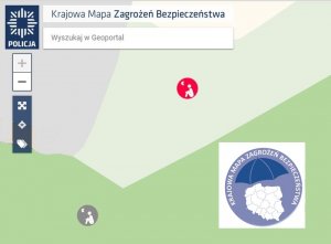 fragment interfejsu aplikacji  KMZB z widoczną ikoną &quot;bezdomny&quot; oraz logo aplikacji