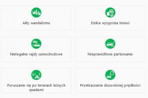 Symbole zagrożeń dostępne w aplikacji